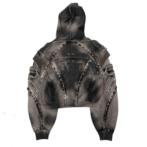 Sudadera con Capucha Regular de Invierno para Hombre, Diseño Personalizado con Logotipo, Lavado Ácido Negro, 280 g/m², 100 % Algodón, Ecológica, de Secado Rápido y Transpirable - Product Image 3