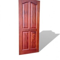 Porte intérieure/extérieure de luxe en acajou massif à six panneaux, finition naturelle, personnalisable pour chambre résidentielle et entrée d'appartement
