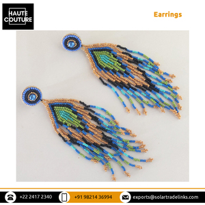 Top qualité vêtements pour femmes 14 cm de long losange queue de paon glands boucles d'oreilles en forme de V au prix du marché raisonnable - Product Image 3