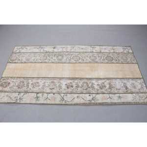 พรมตุรกีวินเทจขนาด 3.2x6 ฟุต, พรมตกแต่ง, พรมขนสัตว์สไตล์โอเรียนทอลสีเบจ-น้ำเงิน - Product Image 3