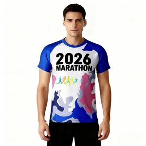 Camiseta Deportiva Transpirable de Manga Corta para Hombre, Sublimada de Secado Rápido, para Maratón, 100% Poliéster, 2026 - Product Image 1