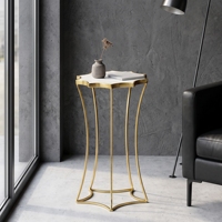 Table d'appoint en marbre doré et fer, table d'appoint en métal, table d'appoint décorative moderne pour salon, chambre, hall d'hôtel, meubles de maison
