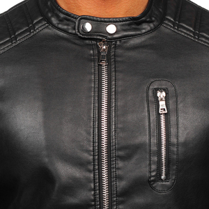 แจ็กเก็ตหนังสำหรับผู้ชายเสื้อแจ็คเก็ตหนัง100% แขนเต็มแนวสตรีท - Product Image 4
