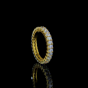 Anillo de Eternidad con Diamante Cultivado en Laboratorio con Corte Esmeralda, Chapado en Oro de 14k, Diseño Clásico, Banda Apilable de Lujo de Alta Gama para Chicas y Mujeres - Product Image 3