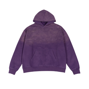 Sweat à capuche violet délavé au soleil Pull en coton surdimensionné Sweat à capuche Streetwear Logo personnalisé Fabricant d'équipement d'origine Ventes - Product Image 1
