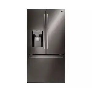 Refrigerador com porta francesa habilitada para LG Smart Wi-Fi com sistema de gelo SpacePlus Slim, aço inoxidável (preto), 26 pés cúbicos
