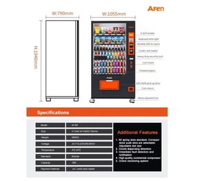 Distributeur automatique de nourriture chaude avec écran tactile de 5 pouces, basé sur le cloud, garantie de 2 ans, paiement par carte, pour frites, pizza, poulet - Product Image 2