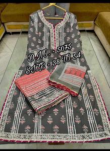 Kurti-Sharara y Dupatta con Zari Work, ropa de encaje para bodas y otras ocasiones - Product Image 6