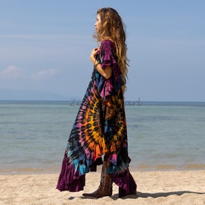 Body Cover Up de diseño premium para mujer Rayon Tie Dye Kimono Beach Cover Ups Poncho Caftan Dress a precios al por mayor a granel OEM - Product Image 3