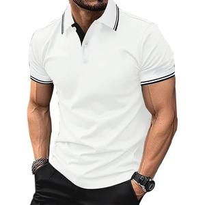 100% poliéster hombres verano moda manga corta Polo camisa hombres deporte solapa Tops Polo cuello hechizo Color diseño Polo camisa - Product Image 1
