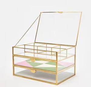 Boîte à bijoux, étui pour boucles d'oreilles, collier, bague, organisateur, boîte rectangulaire avec couvercle et serrure - Product Image 3