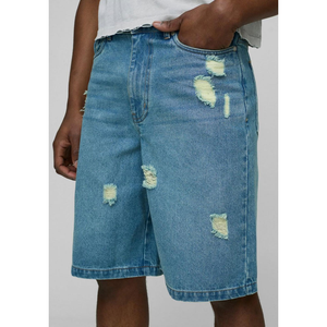 กางเกงขาสั้นผ้ายีนส์สำหรับผู้ชายกางเกงขาสั้นผ้าเดนิม2025แนวสตรีทแบบสั่งทำ - Product Image 3