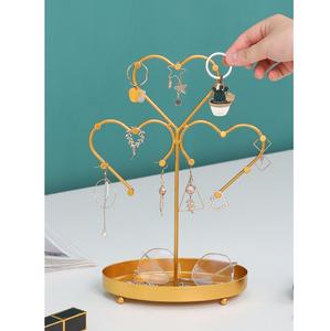 Expositor de Joyería de Metal con Diseño de Corazón y Base Dorada para Exhibición, Almacenamiento de Joyería, Soportes para Joyería de Boda - Product Image 1