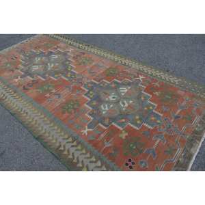 Alfombra verde naranja Kilim de área grande, 5,6x10,7 pies, tejido plano turco, respaldo de látex de lana para pasillo, habitación rectangular, modelo de habitación, alfombra - Product Image 4