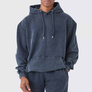 Trajes de chándal para hombre vintage de lana lavados con ácido y peso pesado personalizados Conjunto de pantalones de chándal con capucha de 2 piezas Trajes de chándal de invierno de algodón de talla grande - Product Image 5