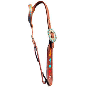 หูฟังแบบสวมหัวหูข้างเดียวแบบตะวันตกอุปกรณ์ขี่ม้าทำจากหนังแกะสลักมือ - Product Image 5