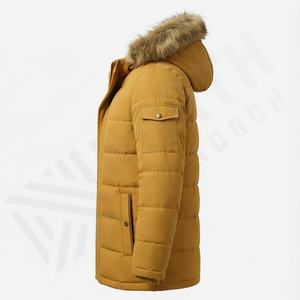 Warm Thicken Parka <b>Jacket</b> Custom Water Resistance Men's Sherpa <b>Lined</b> Winter Coats Thermal Outdoor Heavy Duty Puffer Outerwear - Product Image 3