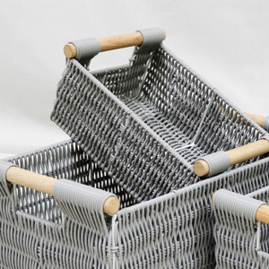 Artex Dong Thap Plastic <b>Baskets</b> Kitchen Woven <b>Baby</b> Kids Rattan Handwoven <b>Basket</b> with Handle for <b>Storage</b> and Decoration - Product Image 6