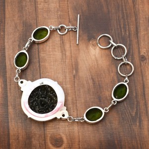 Bracelet en argent sterling 925 fait à la main avec cadeau de pierre précieuse de moldavite verte naturelle pour femme - Product Image 4