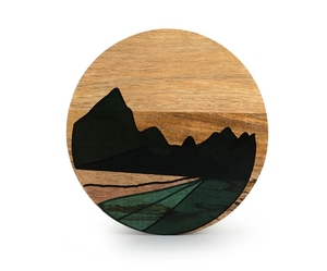 Placa de pared decorativa para retiro de montaña, madera de mango colgante, decoración de pared de madera hecha a mano, diseño redondo artístico para granja - Product Image 1