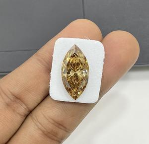 Fancy Deep Yellow-Brown 10,08 Carat Marquise Cut Loose Diamond I1 Clarity Natural Fancy Color para Certified EX Polish Symmetry - Product Image 1