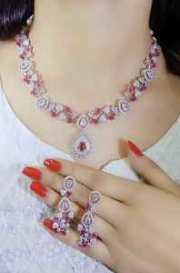 Indian Women Jewellery Luxury American Diamond <b>Necklace</b> Set For Women Bridal Party Jewellery With Multi Colour Stones - Product Image 6