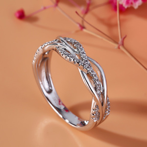 Jeulia Intertwined <b>Sterling</b> <b>Silver</b> Diamond <b>Band</b> <b>Ring</b> for Women - Product Image 5