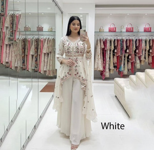 ชุดกางาร่าแบบอินเดียและปากีสถาน ดีไซน์สวยงามสำหรับสาวปัญจาบ ชุดสัลวาร์สวยเซ็กซี่ ดีไซน์คอเสื้อแบบซาราร่า ชุดเดรสสำหรับผู้หญิง - Product Image 1