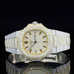 Reloj de Lujo de Acero Inoxidable con Diamantes Cultivados en Laboratorio HPHT de Dos Tonos, Totalmente Cubierto de Diamantes, Movimiento Automático Japonés, Clase Iced Out - Product Image 1