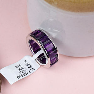 For Women's Channel-<b>Set</b> Natural Amethyst Gemstone Handmade Band Ring In 925 Solid Sterling Silver Precious Jewelry for Wholesale - Product Image 3