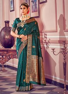 Vêtements de Festival de mariage, sari de mariée en soie, fournisseur indien disponible au prix de gros, dernière broderie sarat - Product Image 3
