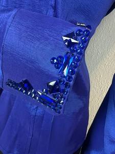 Vaquera hecha a mano Western Show Shirt Cintura alta Cierre de cremallera Tela de tafetán elástica transpirable para ropa de equitación - Product Image 2