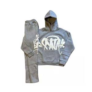 Trending Sport Design Sun Faded OEM Bordado Chándal hecho a medida Transpirable Único Puff Impreso Sudadera con capucha Conjunto de pantalón Traje de sudor - Product Image 2