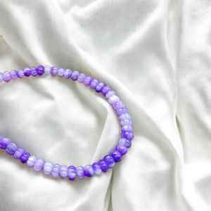 Collar con cuentas de melón y ópalo de lavanda de 7-8mm para mujer, tendencia 2025, estilo bohemio global, hilo de piedras preciosas moradas suaves, regalo de oro - Product Image 6