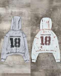 เสื้อมีฮู้ดผ้าคอตตอน100% ของผู้ชายเสื้อมีฮู้ดโอเวอร์ไซส์ผ้าคอตตอนซักมีซิปสำหรับผู้ชายโลโก้ออกแบบได้ตามต้องการ - Product Image 3