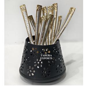 Porta Cubiertos Clásico 2026, Organizador de Utensilios de Cocina de Hierro Negro con Logotipo, para Cucharas, Cuchillos y Tenedores - Product Image 3