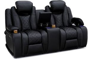 Sofá Seccional Ergonómico de Cuero Genuino para Cine en Casa con Almacenamiento, Diseño Moderno, Patas Metálicas para Sala Multimedia Privada, Confortable - Product Image 4