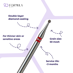 Broca Profesional de Diamante para Uñas, 1.3mm, Roja, para Trabajar Cutículas - Product Image 2