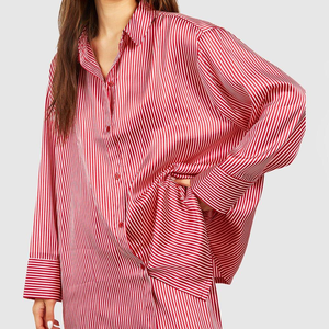 Pijama de satén de seda transpirable para mujer, conjunto de manga corta de seda de satén de dos piezas, pijama sexy personalizado de alta calidad para adultos - Product Image 4