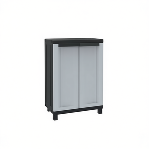 Armario Portátil Terry TWIST Negro 680, 70cm, 2 Puertas Abatibles, Kit de Muebles de Plástico Negro/Gris - Product Image 3