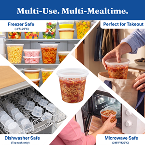 Contenants alimentaires 3H de 24 oz avec couvercles (480 pièces/boîte) – Adaptés au congélateur et au micro-ondes, en PP sans BPA, empilables, étanches, pour organiser les restes - Product Image 5