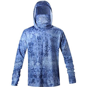 Personalizado UPF 50 + Rash Guard Hombres 95% Poliéster 5% Spandex Cool Best Fishing Camisa de manga larga Sudadera con capucha con polaina para el cuello - Product Image 5