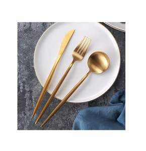 Ensemble de cuillères à couverts en laiton Top Design Home Vaisselle Cuillère de service de table en acier miroir Ensemble de couverts - Product Image 4