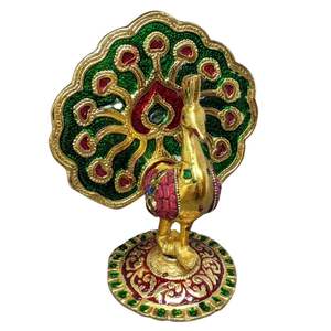 Commerçants instantanés Moderne Vintage Peacock Showpiece Fait à la main en laiton Meenakari Travail pour Noël But décoratif - Product Image 4