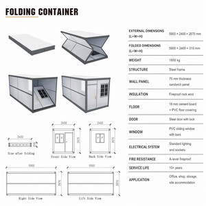 Foldable <strong>Flat</strong> <strong>Pack</strong> Container House Prefab Modular Cabin Steel Structure For Office Shop Site Accommodation - Product Image 5