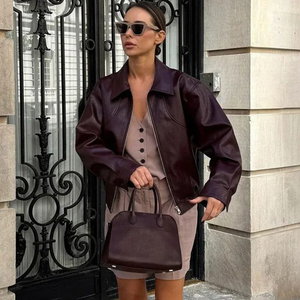 Chaqueta de Hombre Cómoda, Cortavientos, de Cuero Genuino, con Cuello Mao, Impermeable, Transpirable, Anti-UV, Estilo Urbano, de Poliéster - Product Image 2