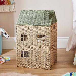 Panier décoratif artisanal en jonc de mer en forme de maison pour enfants, panier de rangement fait main pour chambre d'enfant et salle de jeux - Product Image 3