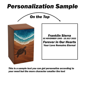 กล่องใส่เถ้ากระดูกรูปเต่าทะเลโรสวู้ดมหาสมุทรทำด้วยมือ - Product Image 2