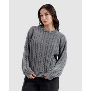 Pull en maille torsadée décontracté pour femme, 100 % coton, avec logo personnalisé et boutons décoratifs, taille XS, motif imprimé avec logo sur le devant - Product Image 2