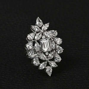 NOVAMART Fine Premium 925 Pure Sterling <b>Silver</b> Men's <b>Ring</b> Rhodium Plated with <b>Emerald</b> Cut Diamond Set Elegant Jewelry Inlay Tech - Product Image 2